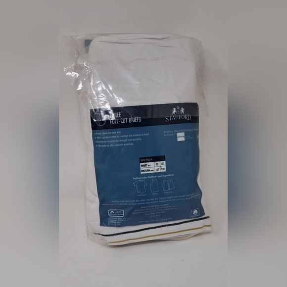 NWT Stafford Big &  Tall Men's Full-Cut Briefs Underwear Size 52 52" Waist - Picture 3 of 5